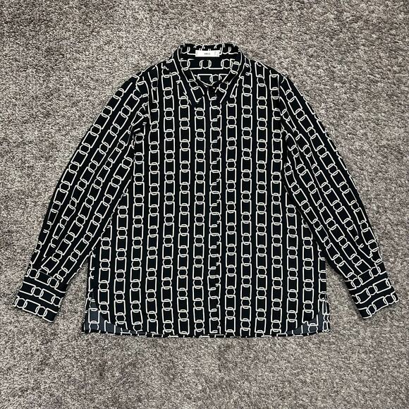 MNG by Mango Chainlink Shirt Long Sleeve Button Up Polyester Blouse Size 6 - Picture 8 of 8
